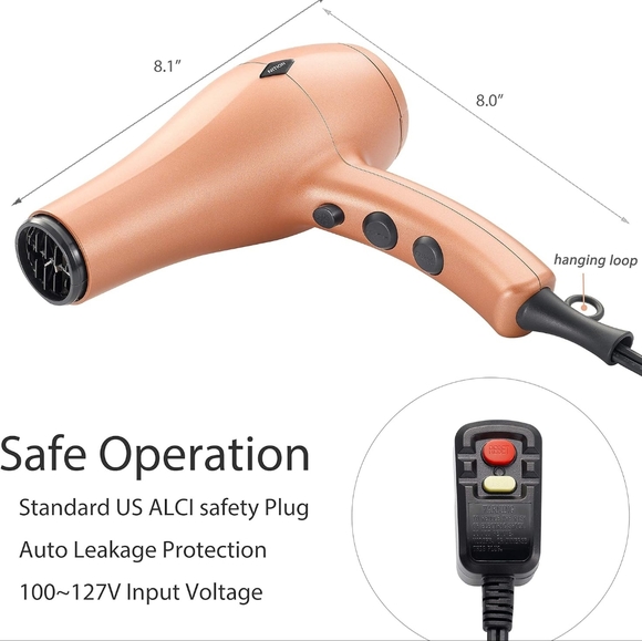 NITION Ceramic Hair Dryer with Diffuser Ionic Blow Dryer Quick Drying 1875 Watt - Picture 6 of 7